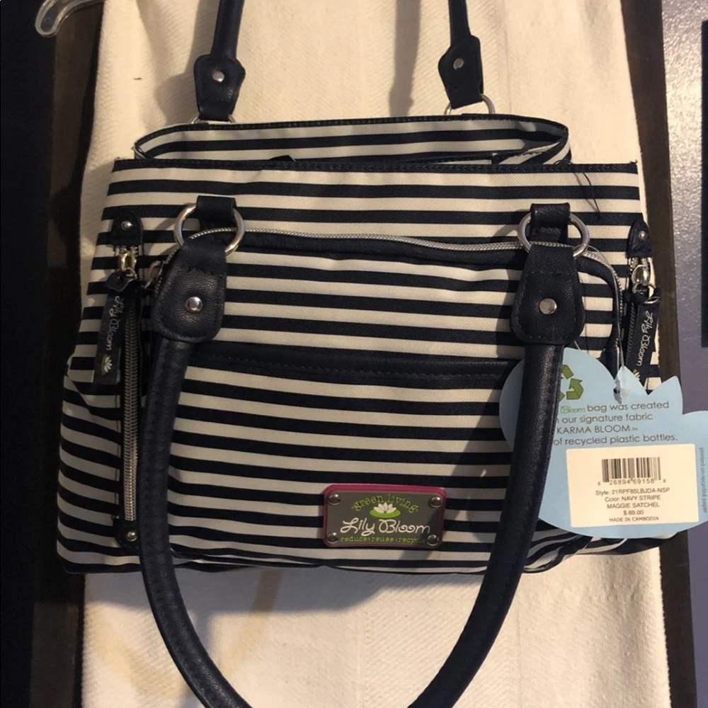 Lily Bloom Maggie Satchel Navy Stripe